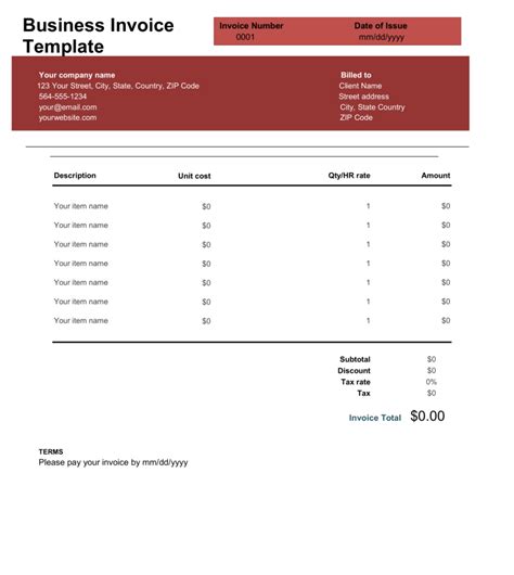 Business Invoice Template In Excel Streamline Your Billing Today