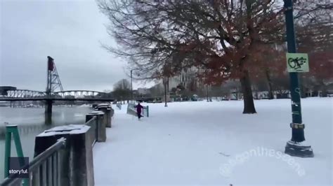 Portland Residents Ski in Snow-Covered Streets as Severe Winter Weather ...