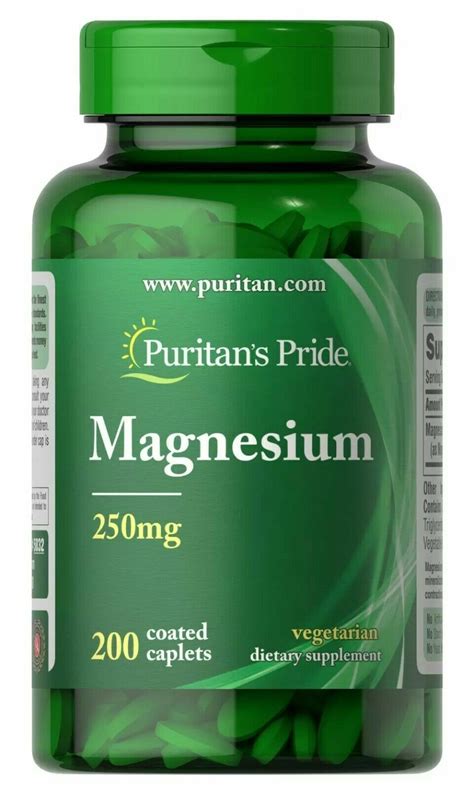 Puritans Pride Magnesium 250 Mg 100 Caplets For Sale Online Ebay