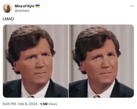 Tucker Carlson Looking at the Camera During Putin Interview meme ...