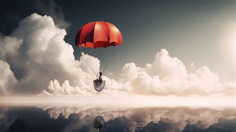 a surreal desktop wallpaper featuring a person floating in the clouds ...