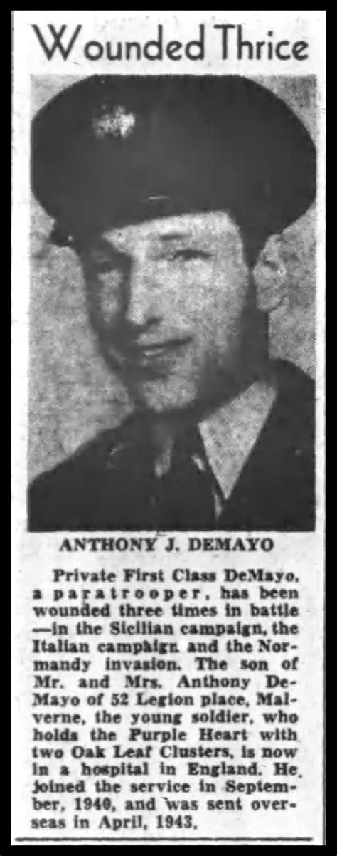 PFC Anthony Joseph Tony DeMayo 1918 1990 Mémorial Find a Grave