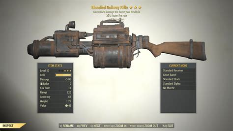 3 Bloodied Railway Rifle 25 Faster Fire Rate 1 Perception Fallout