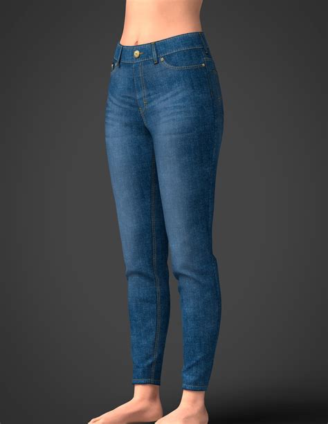 D Model Women Blue Denim Jeans Turbosquid