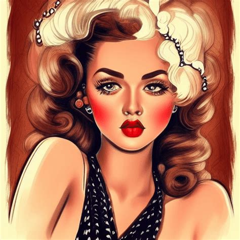 Belle Illustration De Portrait Détaillée De Pinup Girl Dans Le Style De