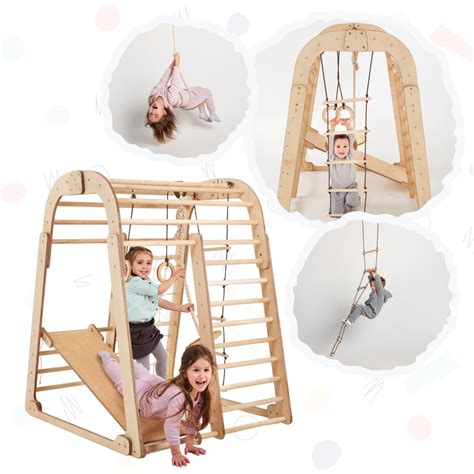 Indoor Wooden Playground for Children - 6in1 Playground + Swings Set ...