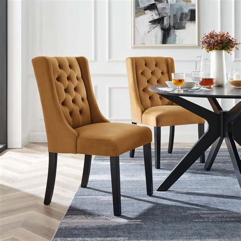 Modway Baronet Performance Velvet Dining Chairs Set Of In Cognac