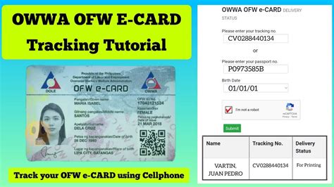 Paano Mag Track Ng Owwa Ofw E Card Sa Cellphone Ofw Id Owwa Id