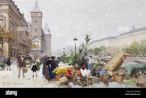 Galien Laloue Eugene Le Marche Aux Fleurs Et La Conciergerie 7 Stock