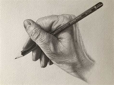 Hand Holding Pencil Sketch