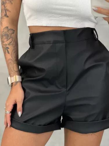 Short Courino Feminino Cintura Alta Tendência MercadoLivre