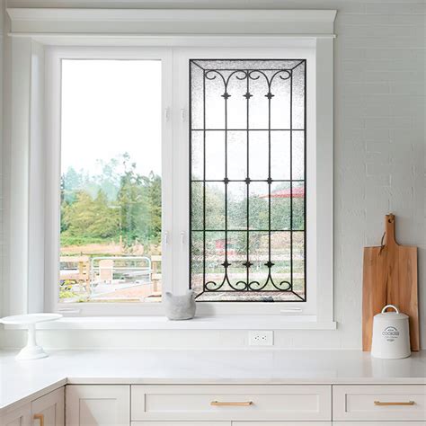 Decorative Stained Glass Window Film, CLEAR GLASS, Privacy Beveled