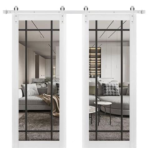 Sartodoors 42 In X 96 In 2 Panel Clear Glass White Solid Wood Sliding