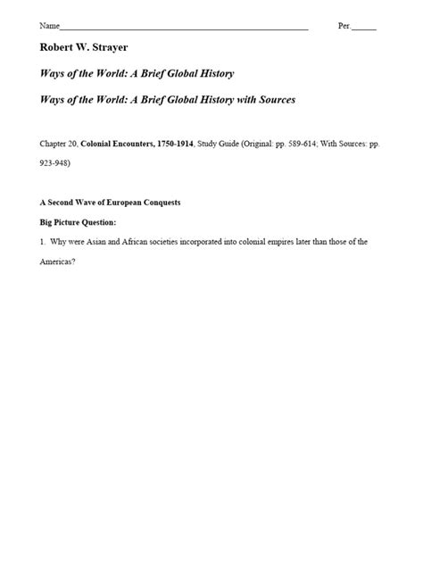 Ways of The World Chapter 20 Study Guide, Quiz and Answer Key | PDF ...