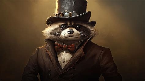 Premium Ai Image A Cartoon Of A Raccoon Character Wearing A Top Hat