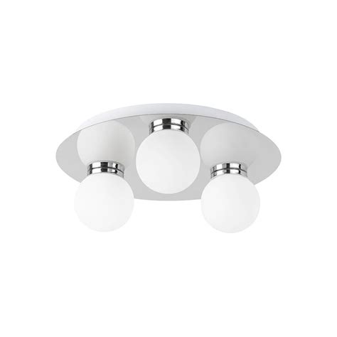 Edit Lighting 46561 Edit Ruben 3 Light Flush Fitting In Polished Chrome Finish With White Glass