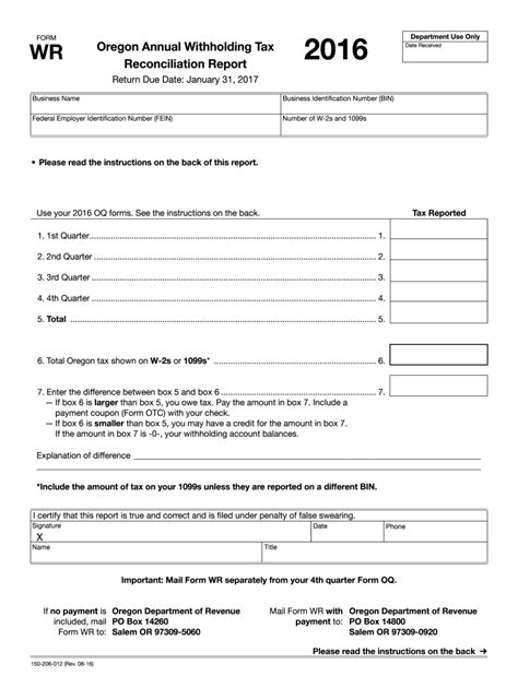 Oregon Form Wr 2017 Complete With Ease Airslate Signnow