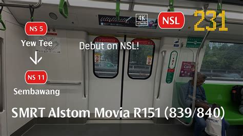 Debut SMRT Alstom MOVIA R151 839 840 Yew Tee Sembawang YouTube