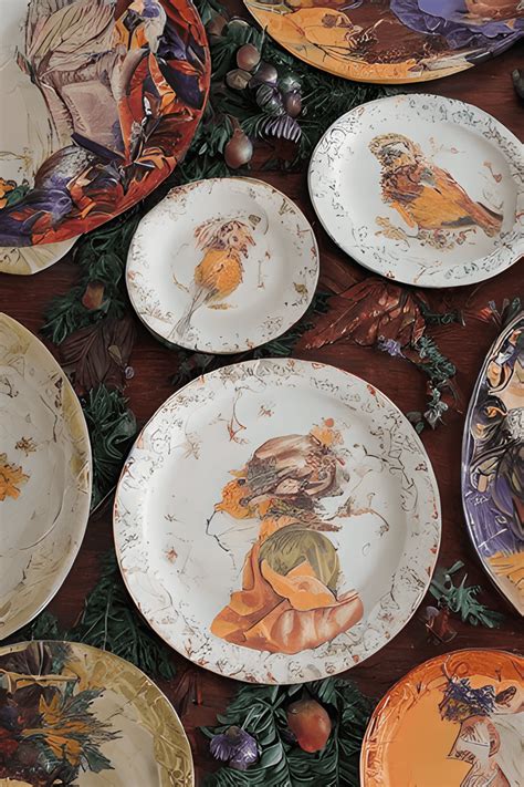 Antique Thanksgiving Plates Create Art · Creative Fabrica