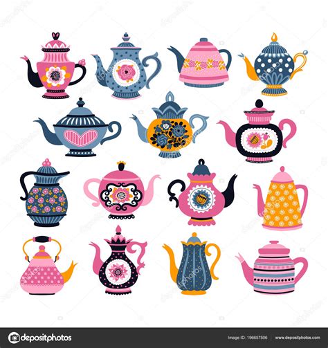 Set Teapots Isolated White Background Stock Vector Image By ©xeniaok