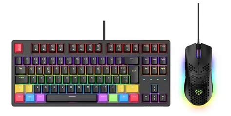 Kit Teclado Mouse Mecânico Gamer Led Rgb Switch Blue Bk05