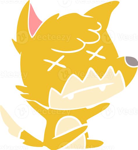 Flat Color Style Cartoon Cross Eyed Fox 45226369 Png