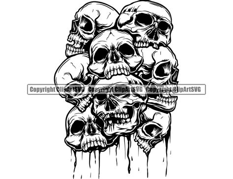 Stacked Skull Pile Of Skulls Drawings