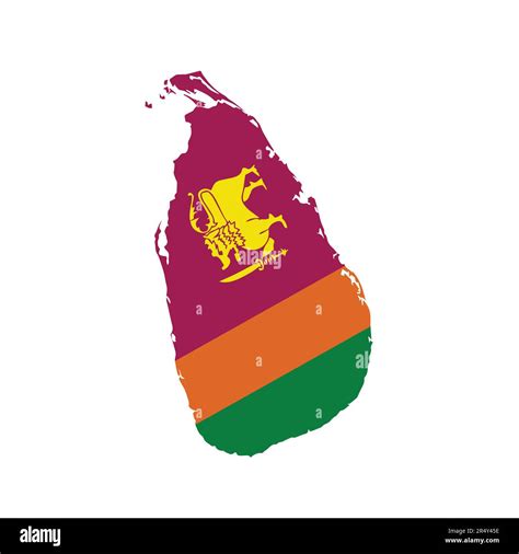 Sri Lanka Map With Flag On A White Background Vector Illustration