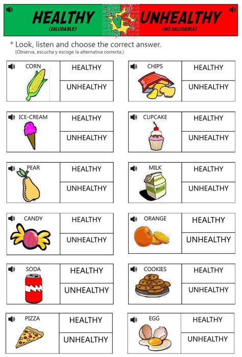 Free Printable Healthy Food Worksheets