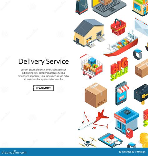 Vector Isometric Logistics And Delivery Icons Background Stock Vector