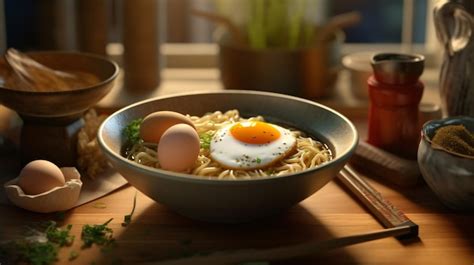 Premium Ai Image Japanese Ramen Chopsticks Egg