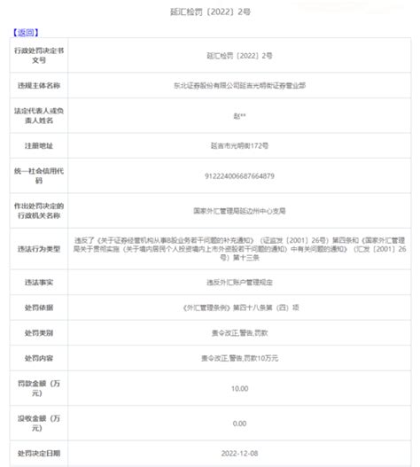 东北证券再被罚10万！近一个月六次违反外汇账户管理规定腾讯新闻