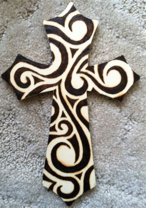 Wood Burned Design Cross Wood Burning Crafts Wood Burning Wood Burning Art