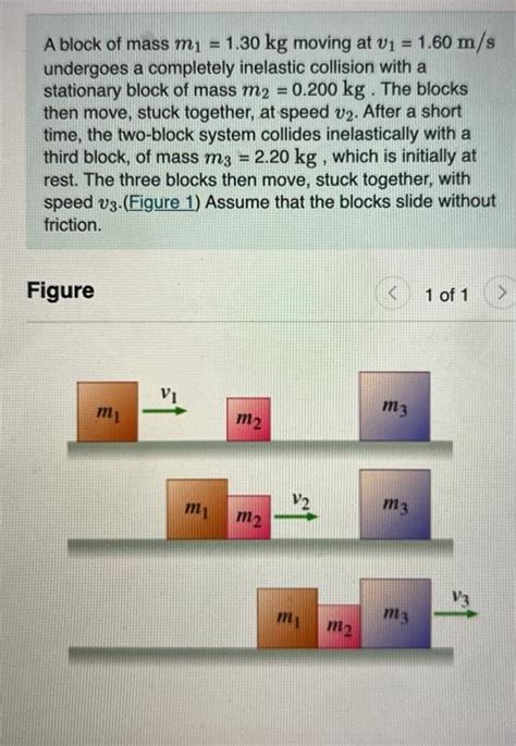 Solved A Block Of Mass M₁ 130 Kg Moving At V₁ 160 Ms