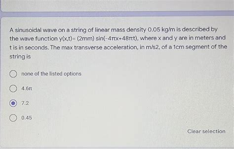 Solved A Sinusoidal Wave On A String Of Linear Mass Density Chegg