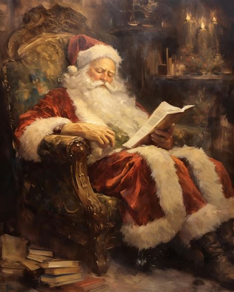 Premium Photo Vintage Oil Painting Of Santa