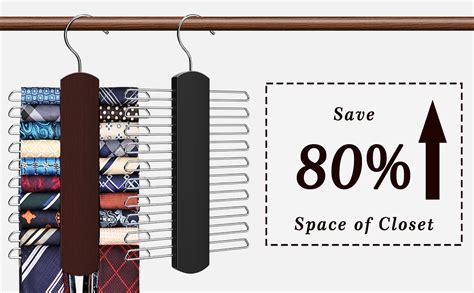 NEOUTH Tie Rack For Closet Premium Wooden Necktie Organizer Storage Tie