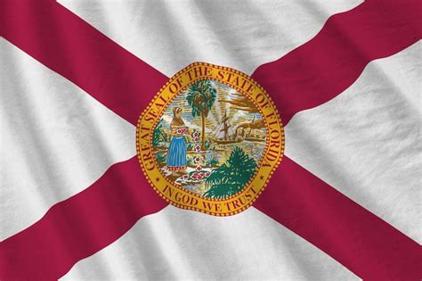 Premium Photo Florida Us State Flag With Big Folds Waving Close Up