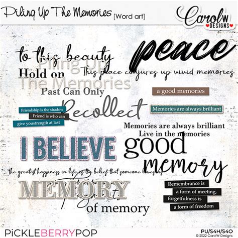 Piling Up The Memories Word Art By Carolw Designs