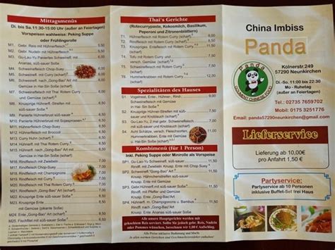 Speisekarte Von China Imbiss Panda Pub Bar Neunkirchen