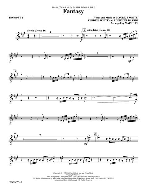 Fantasy Arr Mac Huff Trumpet By Earth Wind Fire Sheet Music