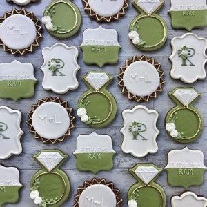 Wedding Bridal Shower Shortbread Cookies With Royal Icing Etsy