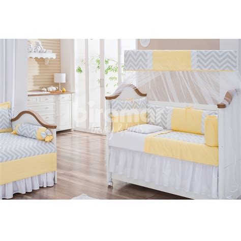 Mosquiteiro para Berço Capa Lolli Chevron Amarelo Baby Enxoval