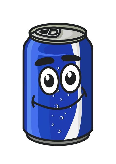 Refresco De Dibujos Animados Azul O Lata De Refresco Vector En