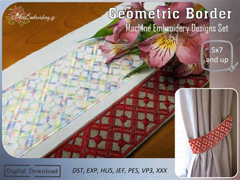 Geometric Border Machine Embroidery Designs Set in 2 Sizes for Hoop ...