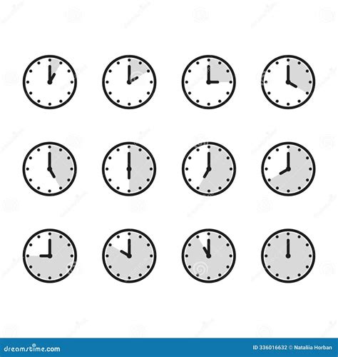 Time And Clock Icon Set Half Past Of The Clock Sign Stock Illustration