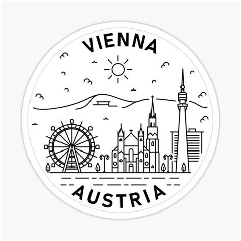 Vienna Germany Sticker With The Skyline And Ferris Wheel In Black On A