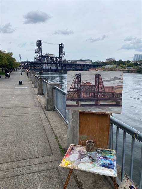 Steel Bridge, Rain, Oil Painting En Plein Air, Portland OR, Pacific ...