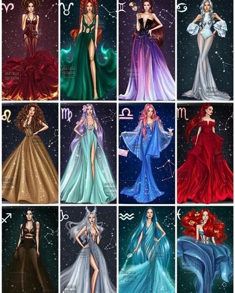 ♈♉♊♋♌♍♎♏♐♑♒♓ Sign Dress Zodiac Sign Fashion Zodiac Characters