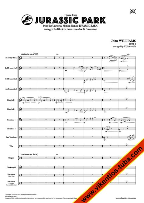 Jurassic Park Theme Jwilliams Brass Ensemble 10 Vikentios Gionanidis Tuba